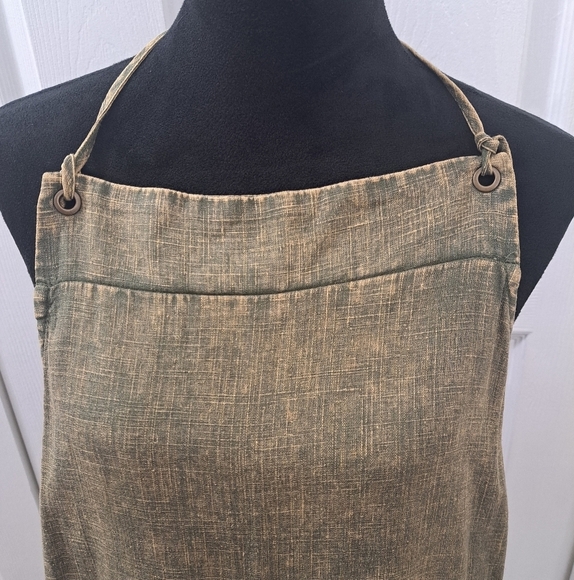 NWT 100% Washed Linen Olive Green Heather Romper - Picture 2 of 14
